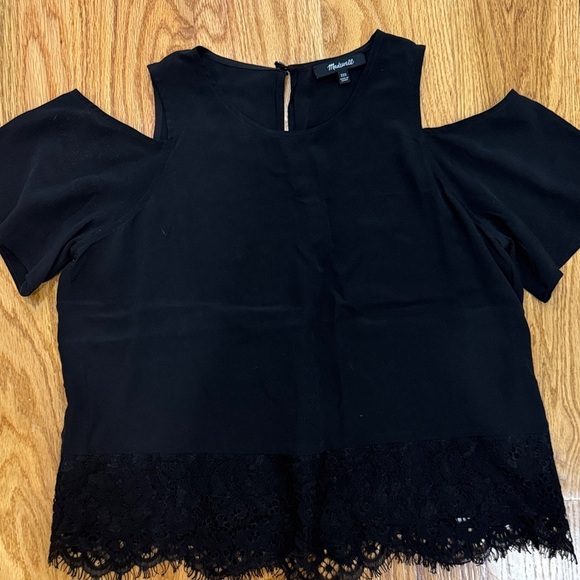 Madewell Black shoulderless blouse with lace hem - Picture 2 of 5